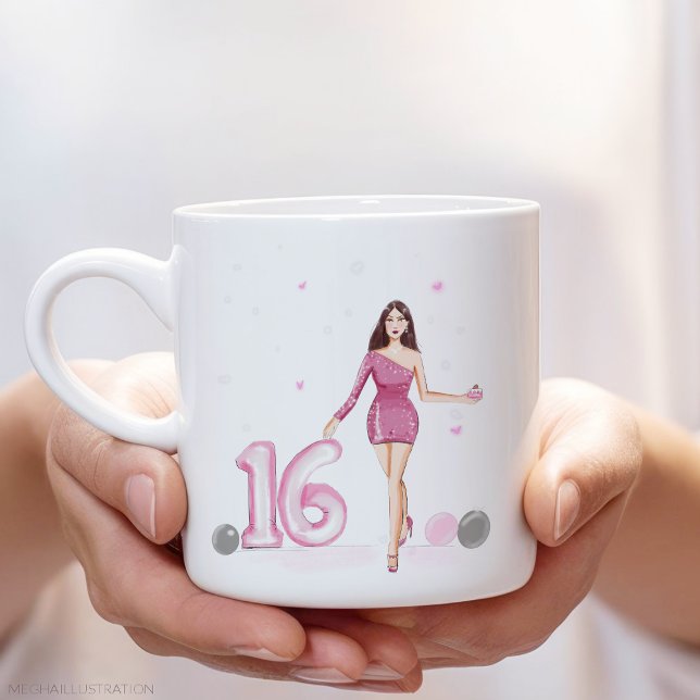 Lycklig sweet sixteen, 16:e årsdagen kaffemugg (Skapare uppladdad)