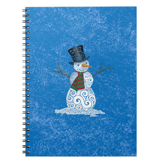 Lycklig Swirly Snögubbe Anteckningsbok (Framsidan)