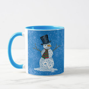 Lycklig Swirly Snögubbe Mugg