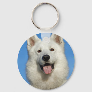 Lycklig Swiss Shepherd hund Nyckelring