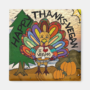 Lycklig Tack Vegan-Thanksgivingen Turkiet Magnet