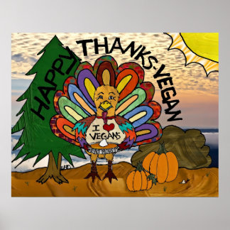 Lycklig Tack Vegan-Thanksgivingen Turkiet Poster
