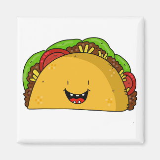 Lycklig Taco-leende tecknad söt Magnet