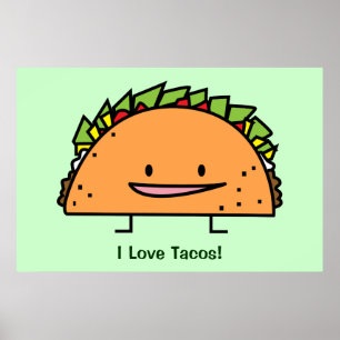 Lycklig Taco maj snäcka, kött från kött salsa, mex Poster