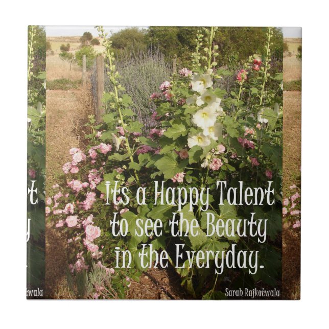 Lycklig Talent Beauty blommigt Quote Ceramic Tile Kakelplatta (Framsidan)