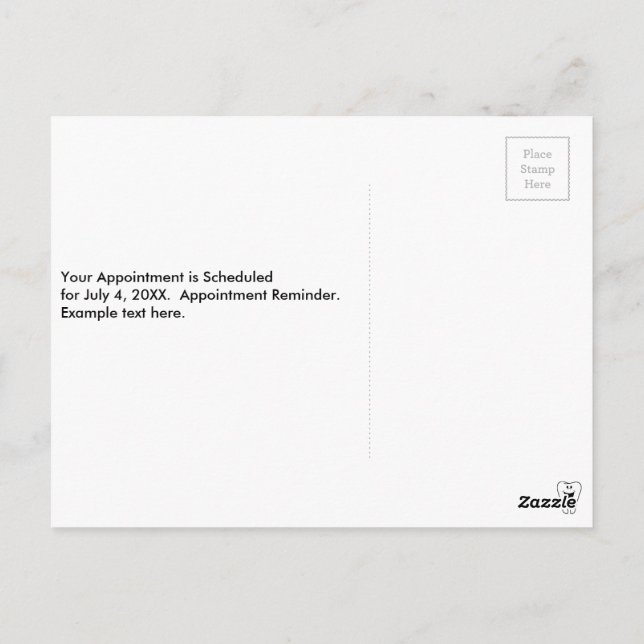 Lycklig tänder anpassade för din tandläkarpraktik vykort (Baksida)