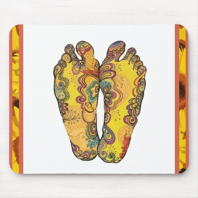 Lycklig Tappin Hippy fot Mousepad Musmatta (Framsidan)