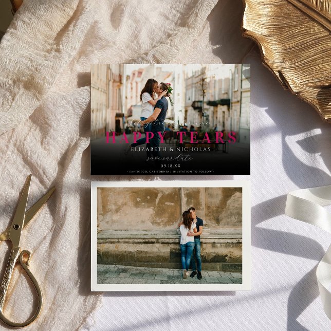 Lycklig Tårar | Spara datum i cute-fotot Spara Datumet (Skapare uppladdad)