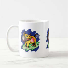 Lycklig Taurus Blue med Red Star-Tecknad Kaffemugg