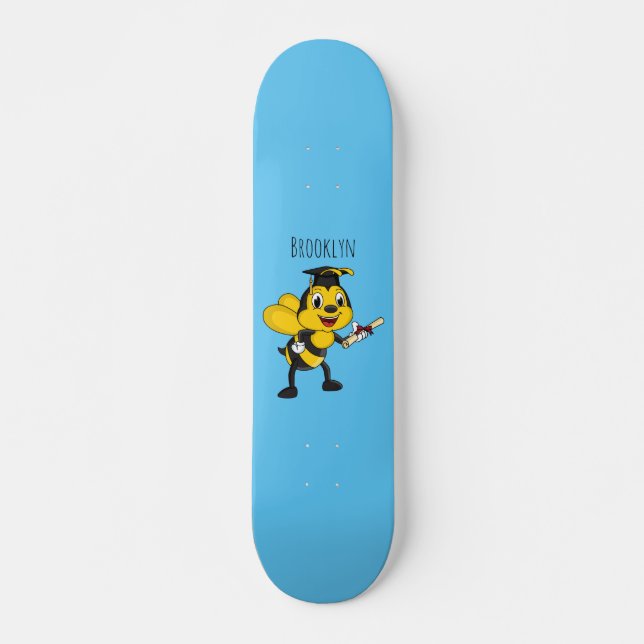 Lycklig tecknad bin studenten mini skateboard bräda 18,5 cm (Framsida)