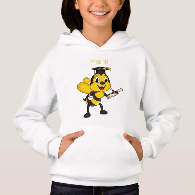 Lycklig tecknad bin studenten t shirt (Framsida)