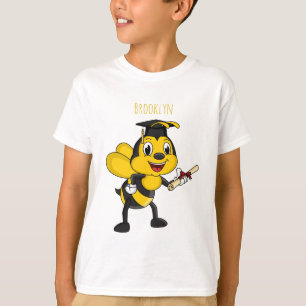 Lycklig tecknad bin studenten t shirt