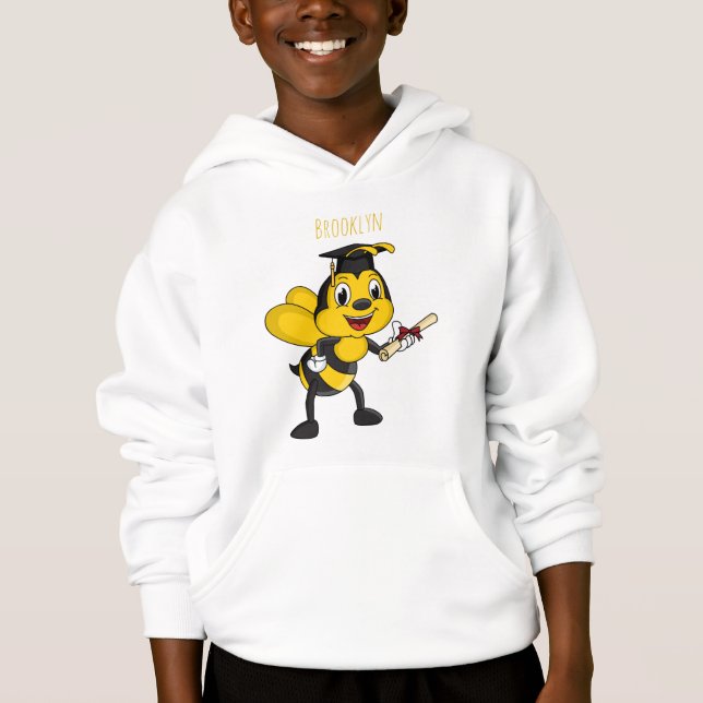 Lycklig tecknad bin studenten t shirt (Framsida)