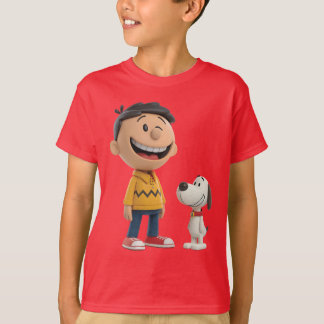 Lycklig Tecknad Boy och Hund Duo - Cute 3D Stil T Shirt