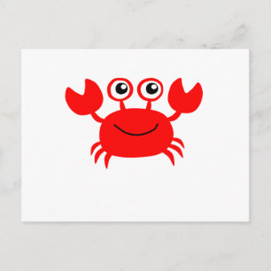 Lycklig Tecknad Crab Vykort