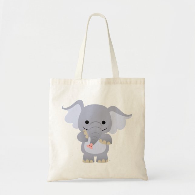 Lycklig Tecknad Elephant Bag Tygkasse (Framsidan)