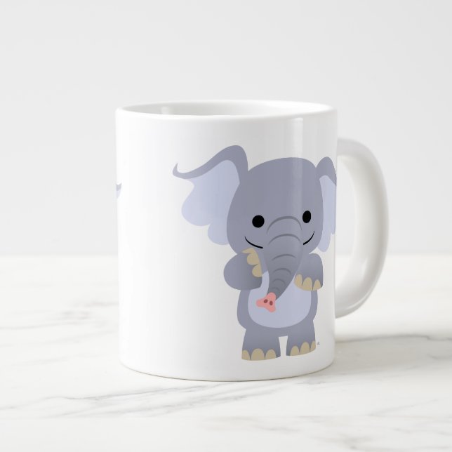 Lycklig Tecknad Elephant Jumbo Mugg (Framsida höger)