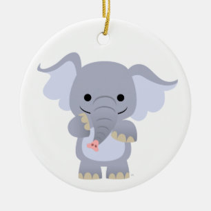 Lycklig Tecknad Elephant Ornament