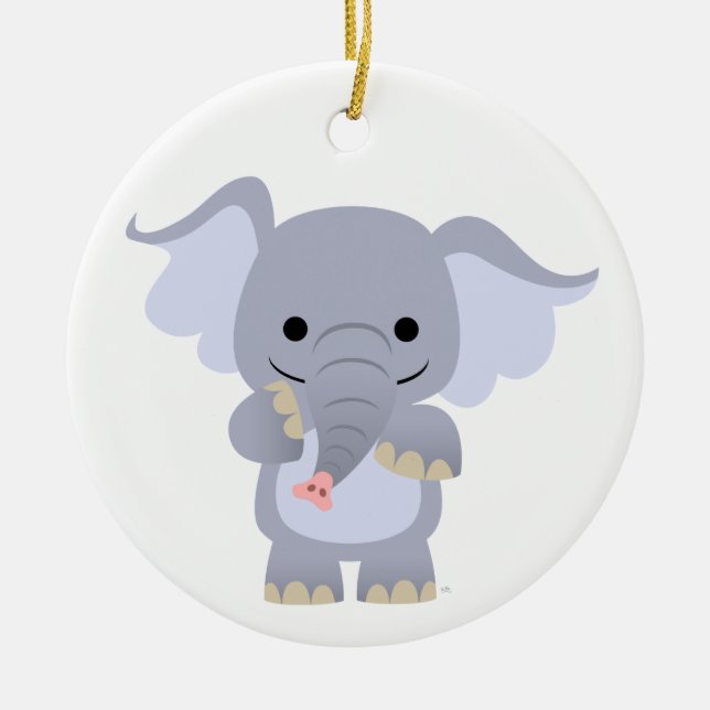 Lycklig Tecknad Elephant Ornament (Framsidan)