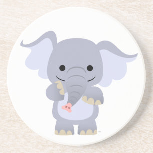 Lycklig Tecknad Elephant Underlägg Sandsten