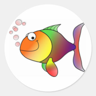 Lycklig Tecknad Fish Runt Klistermärke