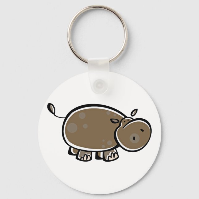 Lycklig Tecknad Hippo Nyckelring (Framsida)