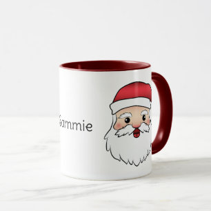 Lycklig Tecknad Jultomten Head med eget namn Mugg