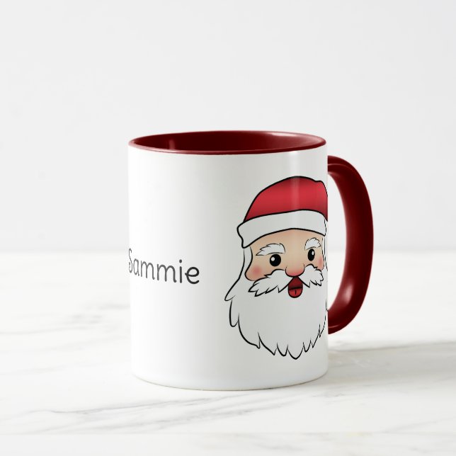 Lycklig Tecknad Jultomten Head med eget namn Mugg (Framsida höger)