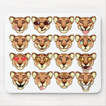 Lycklig Tecknad Lioness emoticon Mousepad
