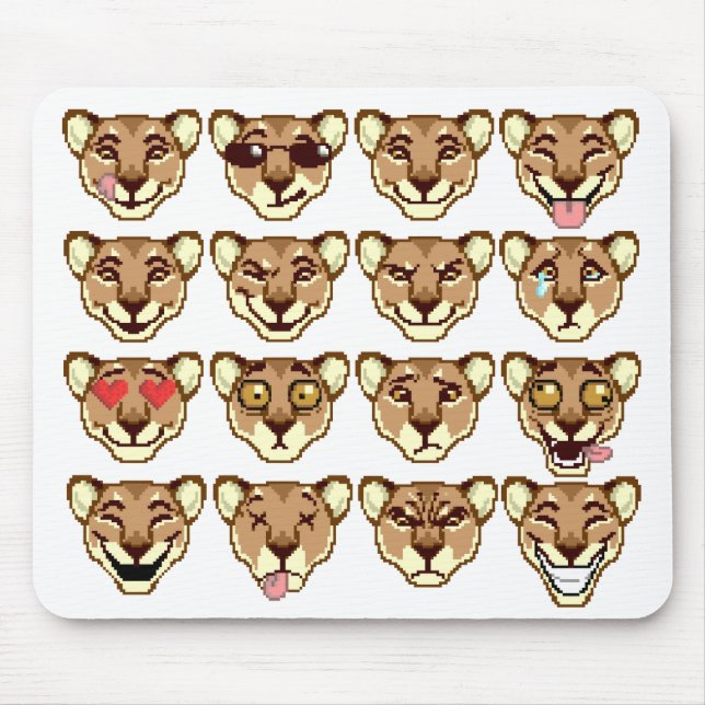 Lycklig Tecknad Lioness emoticon Mousepad Musmatta (Framsidan)