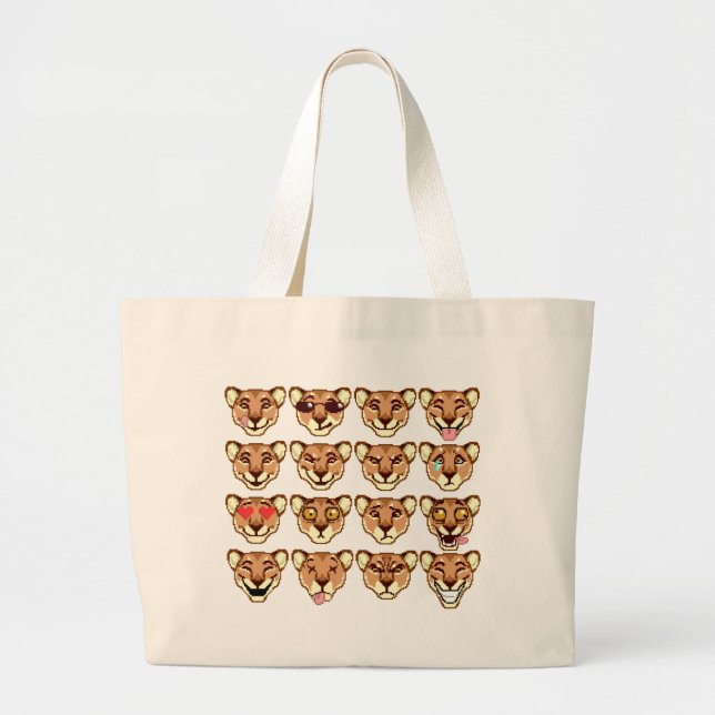 Lycklig Tecknad Lioness emoticons Bag Jumbo Tygkasse (Framsidan)