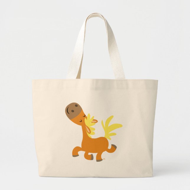 Lycklig Tecknad Pony Bag Jumbo Tygkasse (Framsidan)