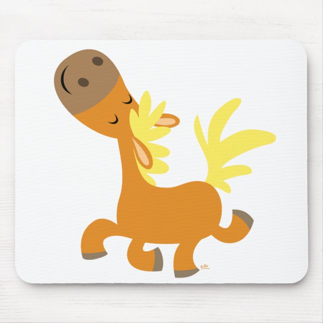 Lycklig Tecknad Pony T-shirt Musmatta (Framsidan)
