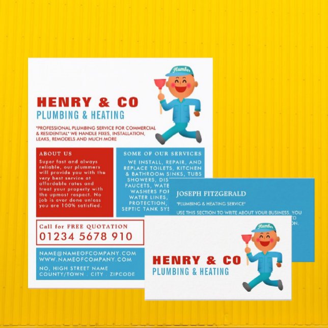 Lycklig Tecknad, rörmokare, rörmokeradtråd Flygblad (Skapare uppladdad)