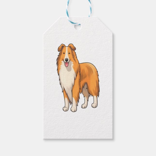 Lycklig Tecknad Rough Collie Presentetikett (Framsidan)