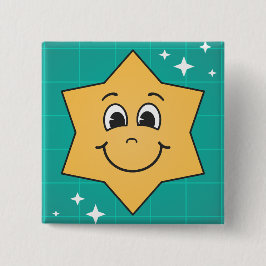 Lycklig tecknad star ansikte leende , julafton des knapp