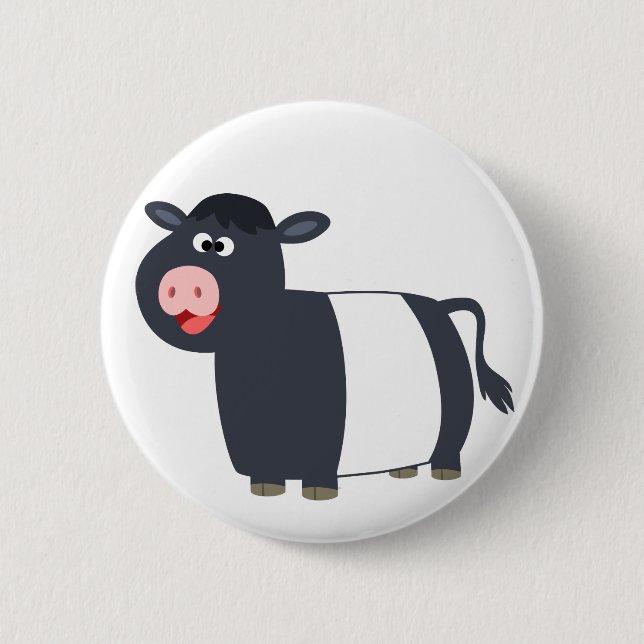 Lycklig Tecknad under galloway Cow Button Badge Knapp (Framsida)