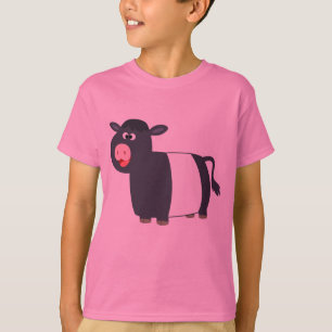 Lycklig Tecknad under Galloway Cow Kids T-Shirt