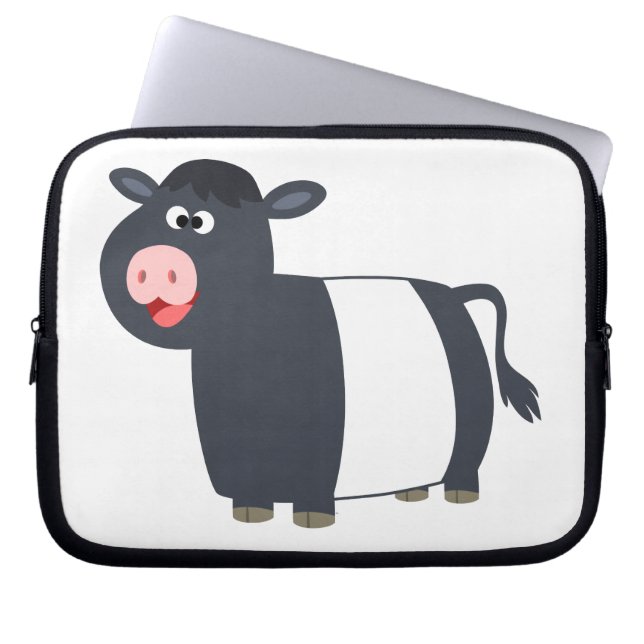 Lycklig Tecknad under Galloway Cow Laptop sleeve (Framsidan)