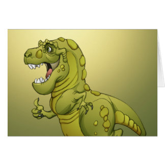 Lycklig tecknadDinosaur som ger upp tumna! Hälsningskort