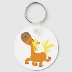 Lycklig tecknadponnykeychain nyckelring