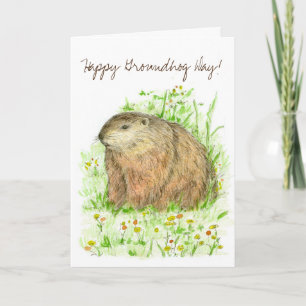 Lycklig teckning för skogsmurmeldjur för Groundhog Kort