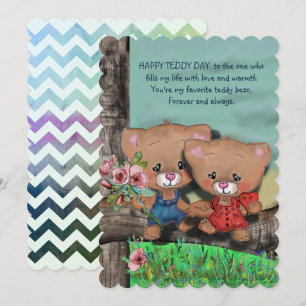 Lycklig Teddy Day Julkort