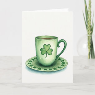 Lycklig Tekopp St. Patricks Day-kort Kort