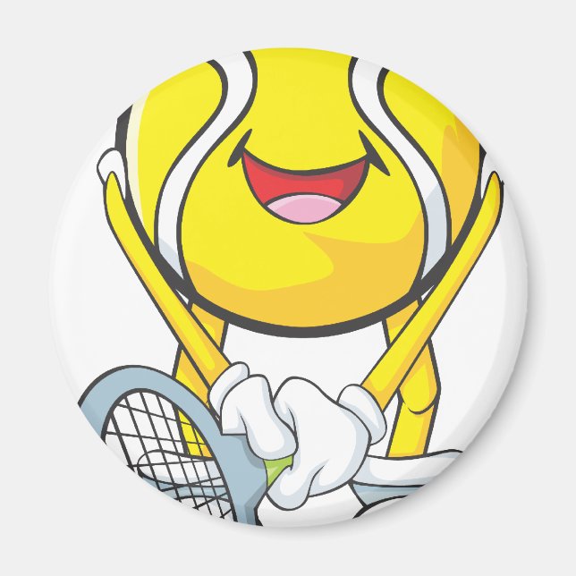 Lycklig Tennis Boll Magnet (Framsidan)