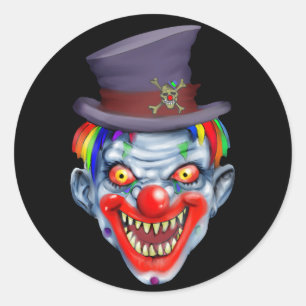 Lycklig Teth Clown Sticker Runt Klistermärke
