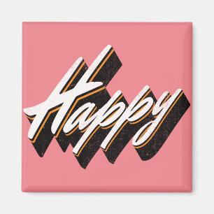 Lycklig textdesign magnet
