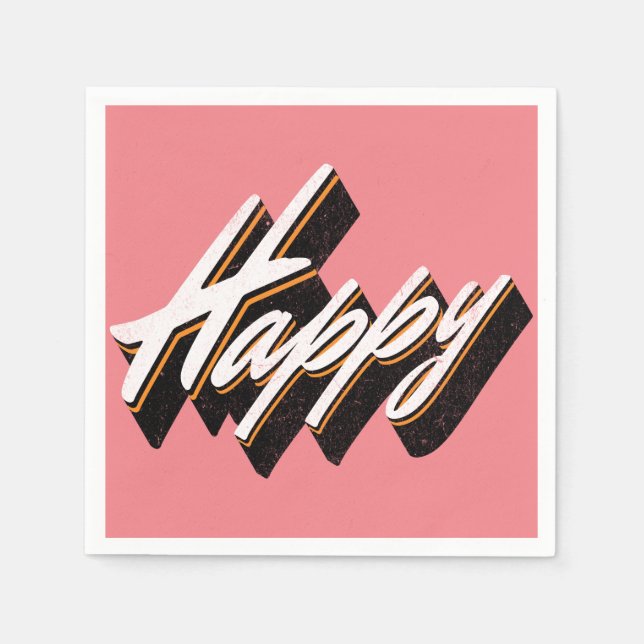 Lycklig textdesign pappersservett (Framsidan)