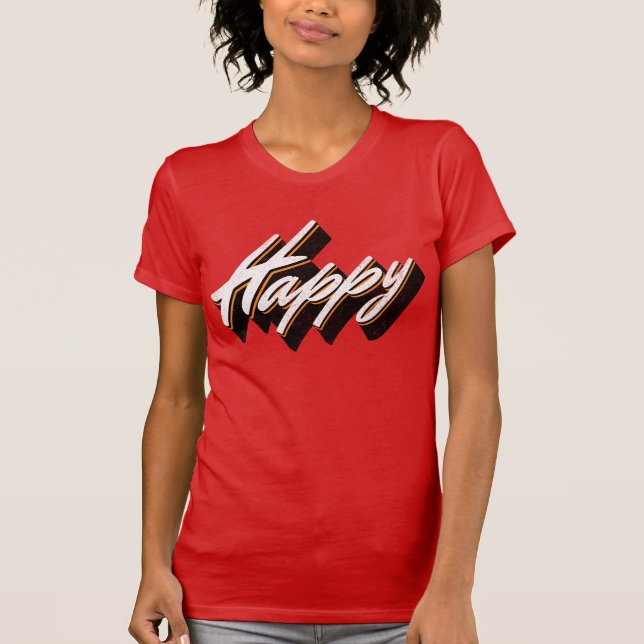 Lycklig textdesign t shirt (Framsida)