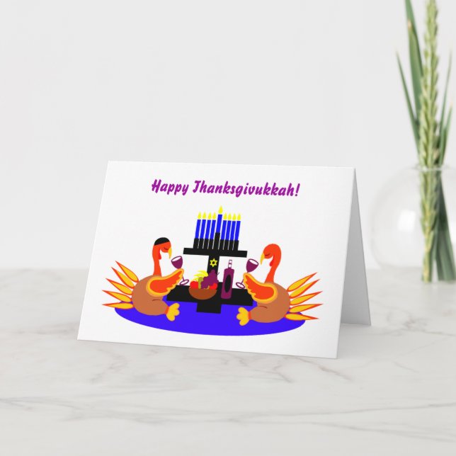 Lycklig Thanksdiskukkah Funny Turkietkort Helgkort (Framsida)